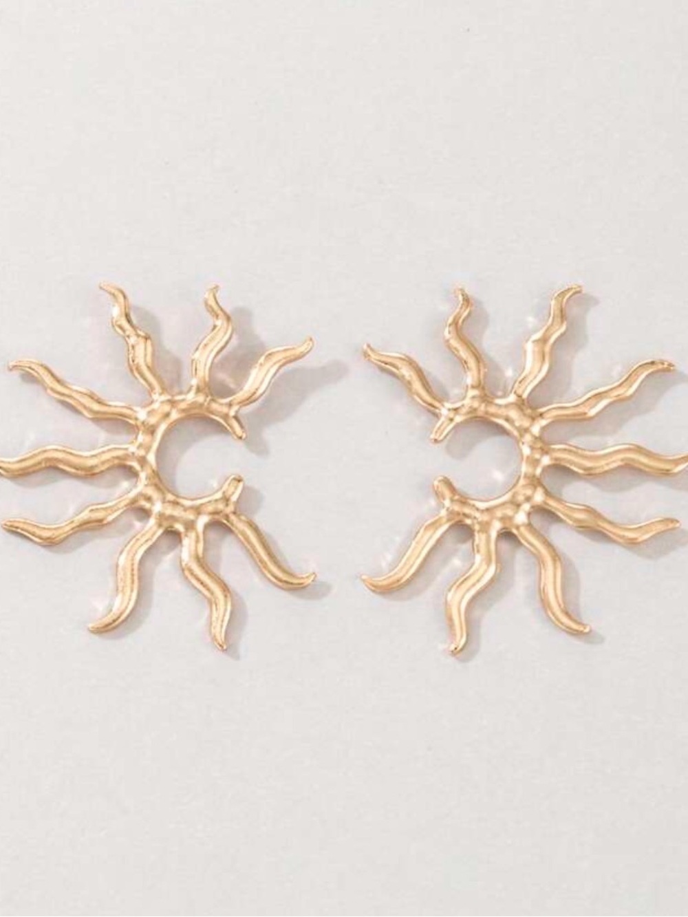 Gold Sunburst Hoop Earrings with Black Center - Picture 6 of 6